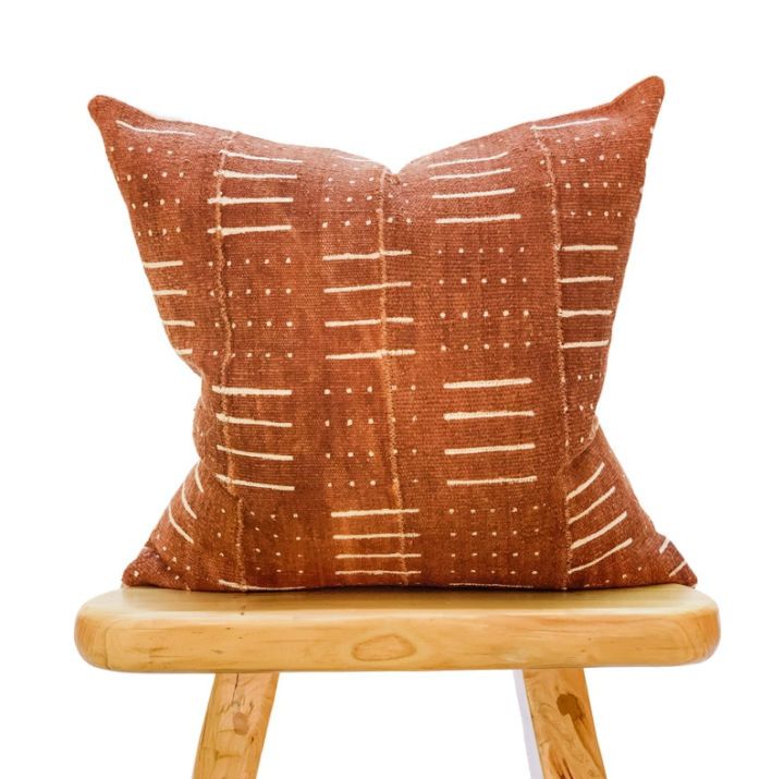 Rust Mudcloth Pillow