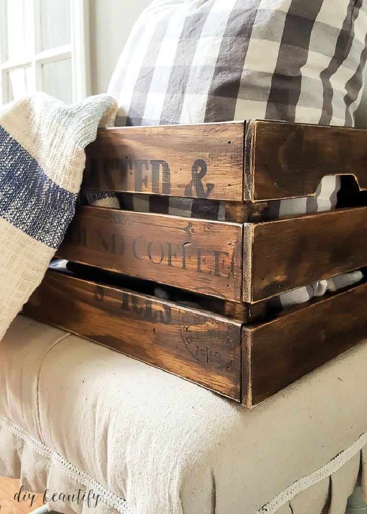 Antiquing a Wood Crate for Cushion Storage