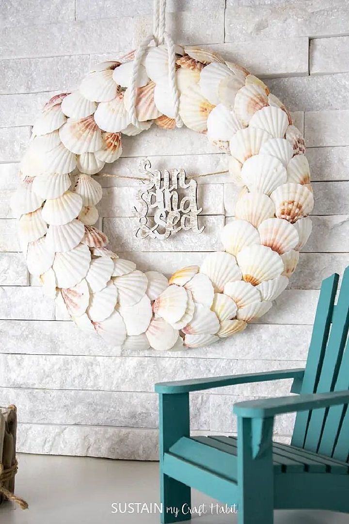 Beautiful Coastal Seashell Wreath for Beach