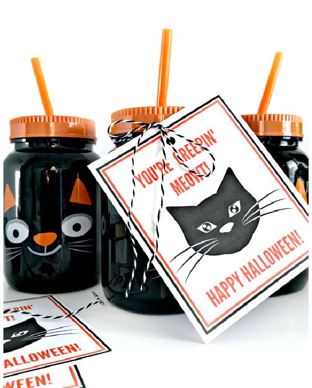 Black Cat Halloween Printable Gift Tag