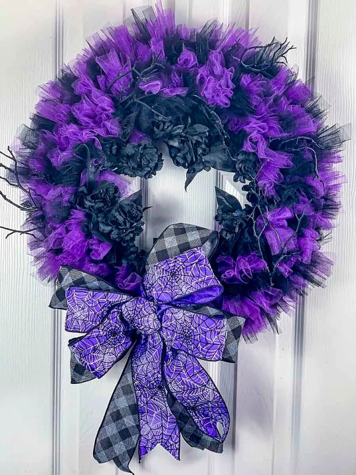 Black and Purple Tulle Wreath