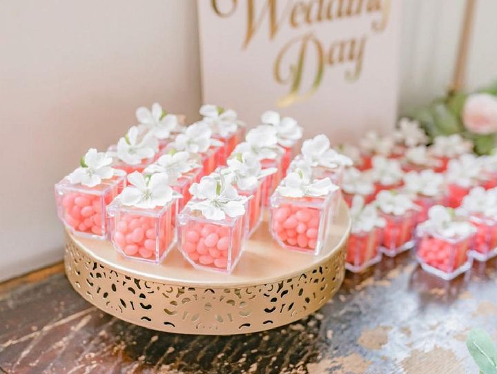 Blush Greenery and Gold Spring Wedding Favor