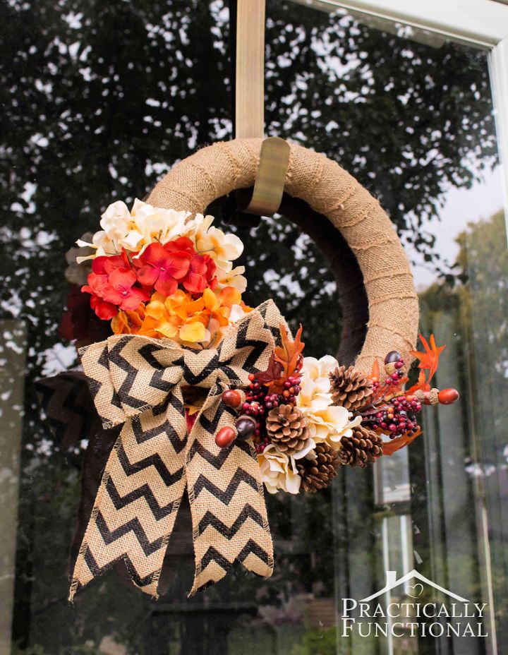 Burlap Wreath with Fall Flowers