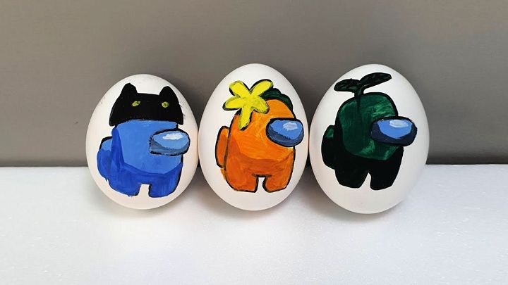 Cool Among Us Painting on Eggs