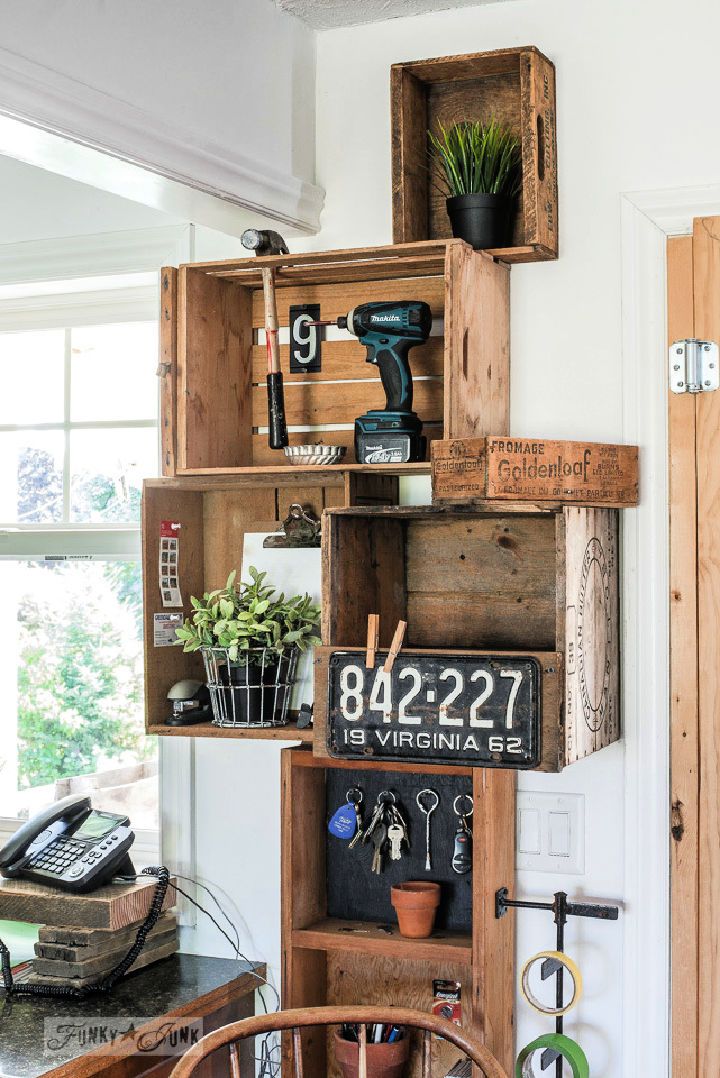 Crate Shelving in a Kitchen