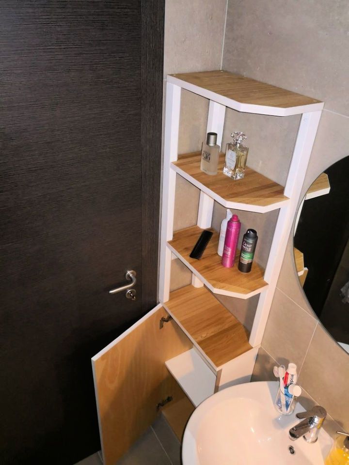 DIY Angled Bathroom Shelf
