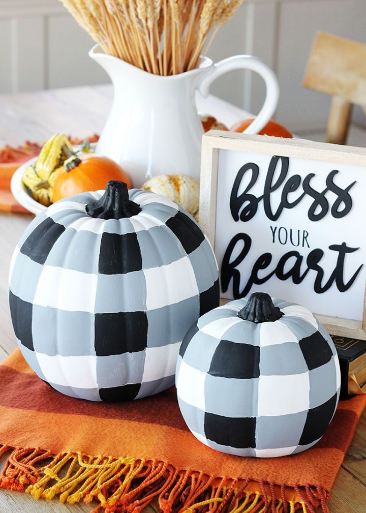 DIY Buffalo Check Pumpkins