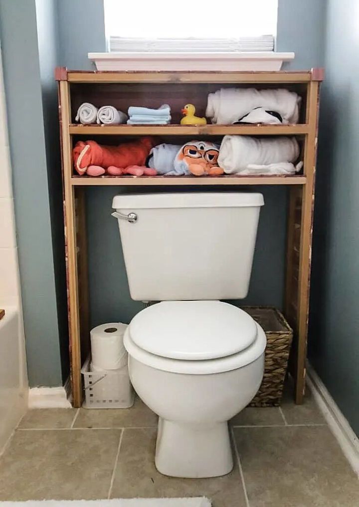 DIY Over the Toilet Storage Shelves