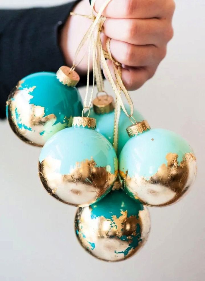 DIY Painted Gold Leaf Ornaments