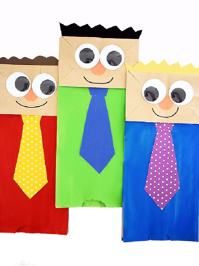 DIY Paper Bag Dad Puppets