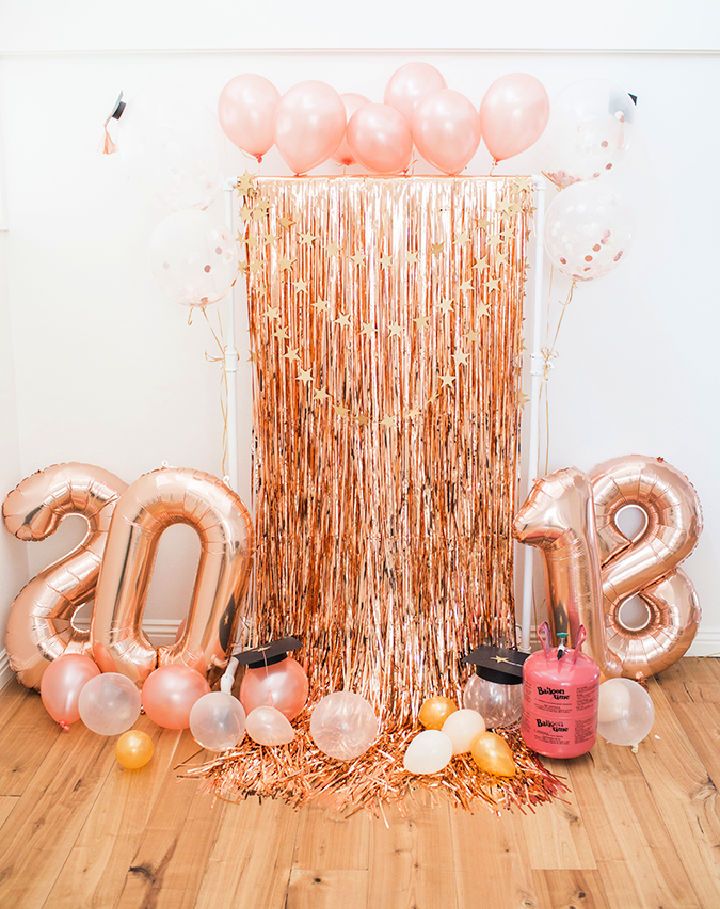 DIY Rose Gold Graduation Backdrop