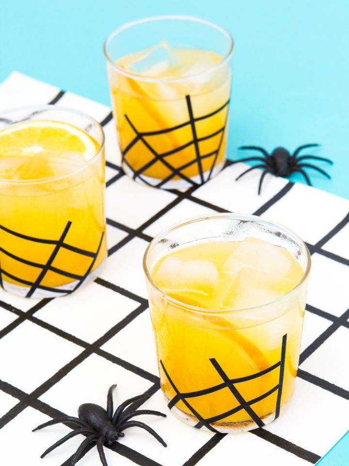 DIY Spider Web Glassware