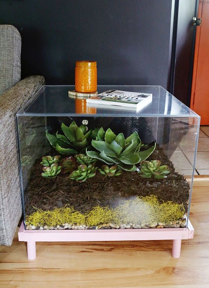 Beautiful DIY Terrarium Side Table