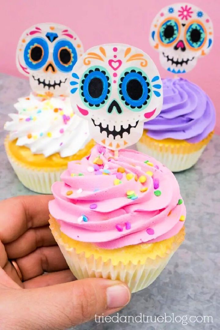 Day of the Dead Sugar Skull Cupcake Toppers