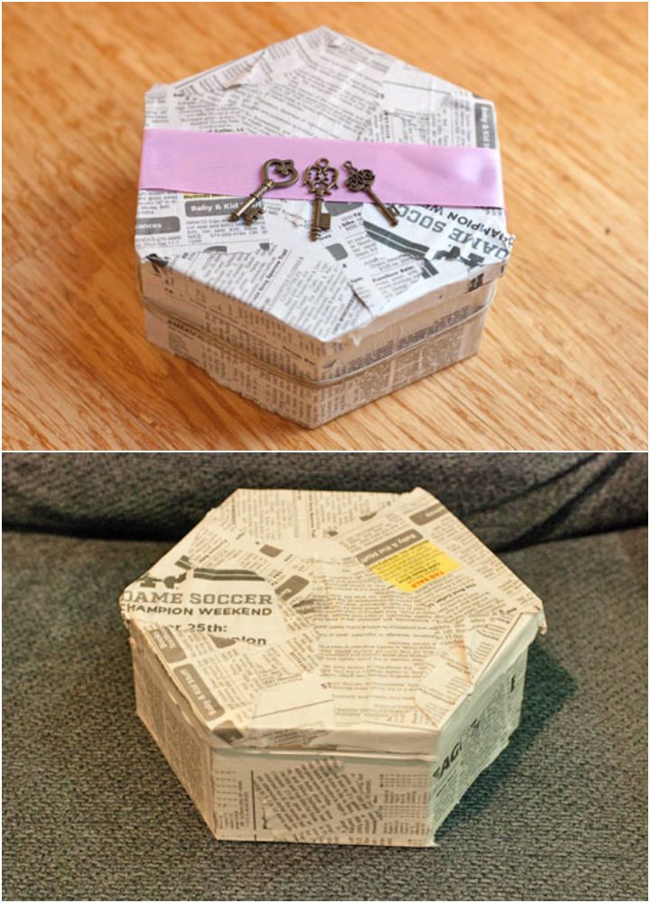 Decoupaged Paper Mache Trinket Box