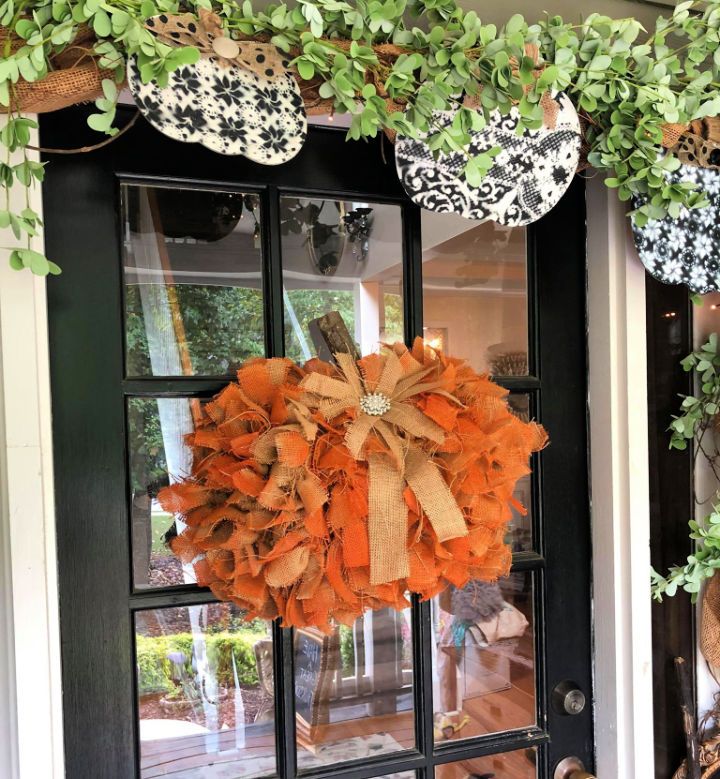 Dollar Tree Rag Pumpkin Wreath