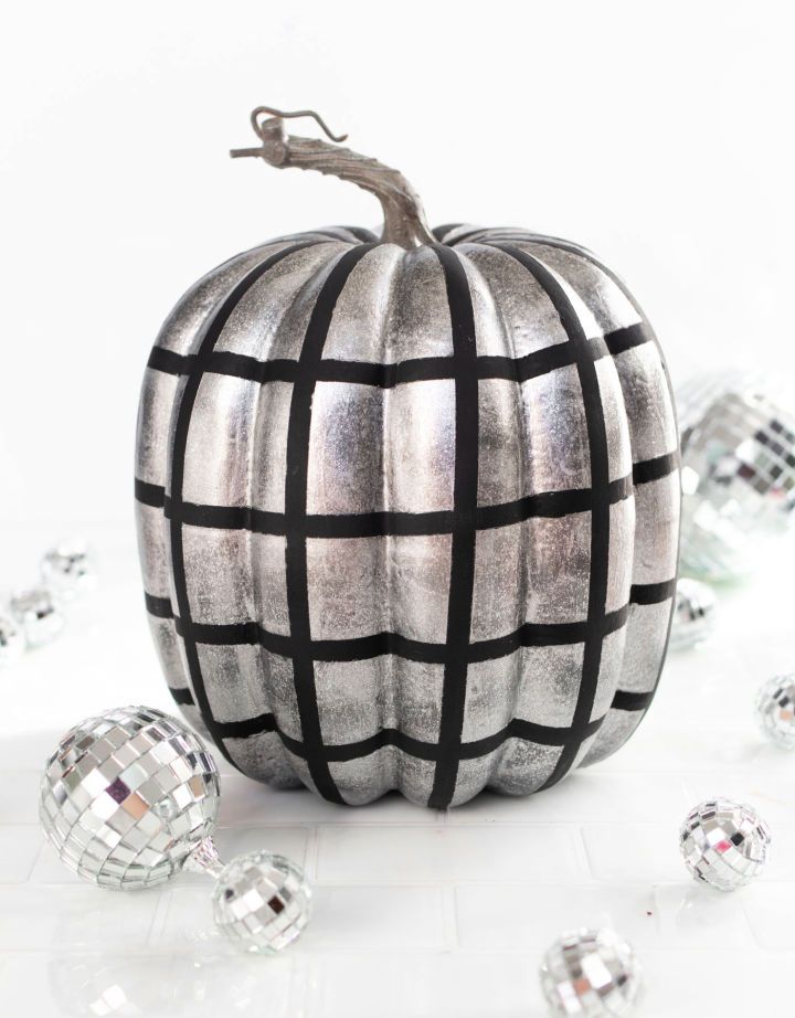 Easy Disco Ball Pumpkin Painting