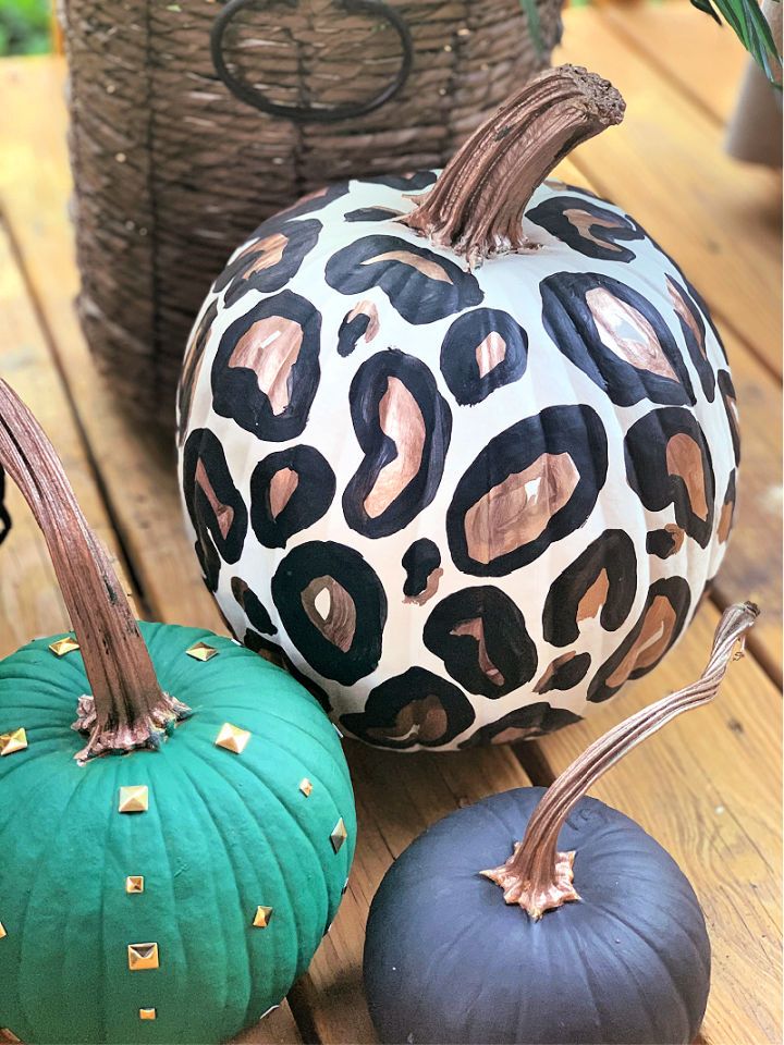 Easy Leopard Painted Pumpkin for Adults