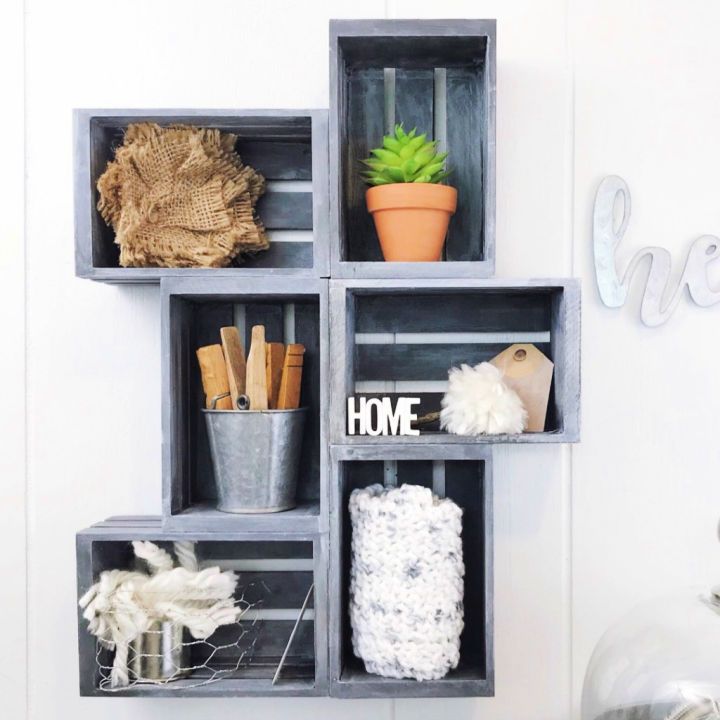 Farmhouse Inspired Mini Crate Shelf