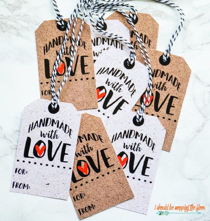 Printable Handmade With Love Gift Tag Template, Personalized Hand