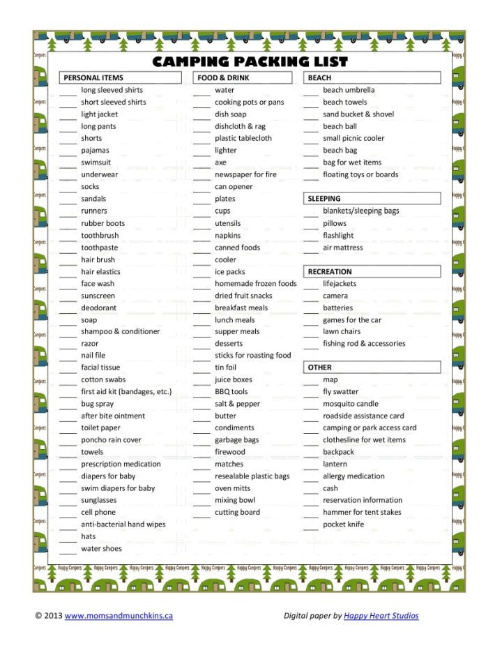 Camping Packing List for Travel + Road Trips - Top Rope Media