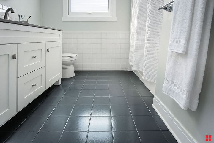Grey Painted Bathroom Tile Floor