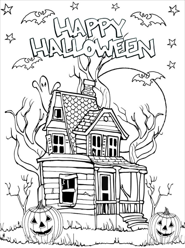 Haunted House Coloring Page Printable