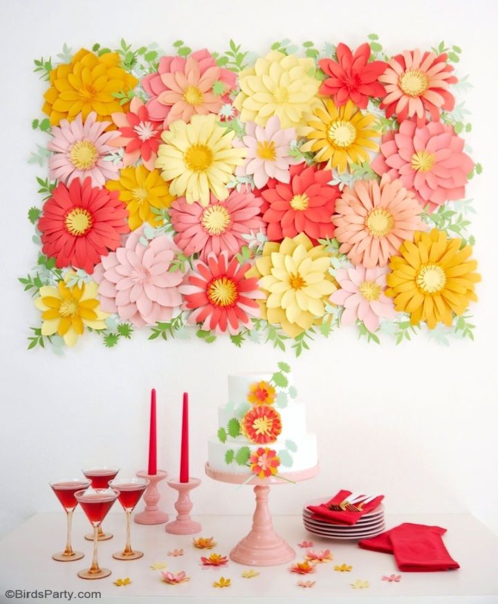 Homemade Paper Flowers Backdrop