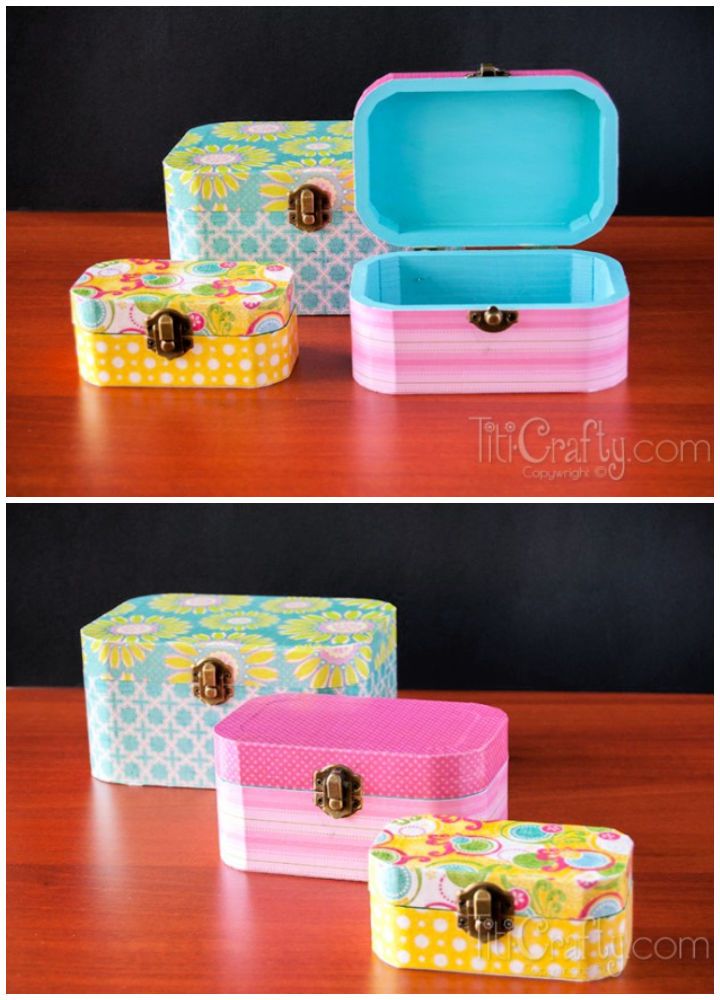 Mod Podge Wooden Jewelry Boxes