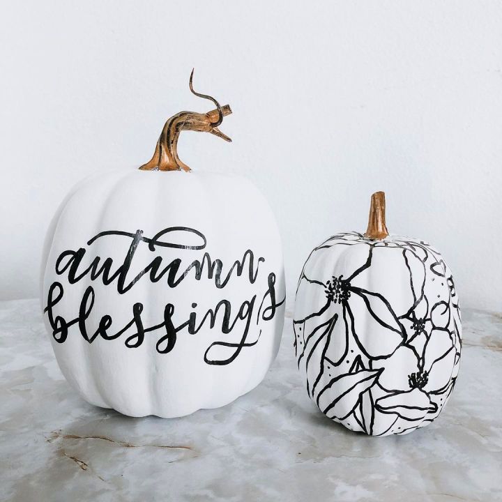 Modern Calligraphy on Pumpkins