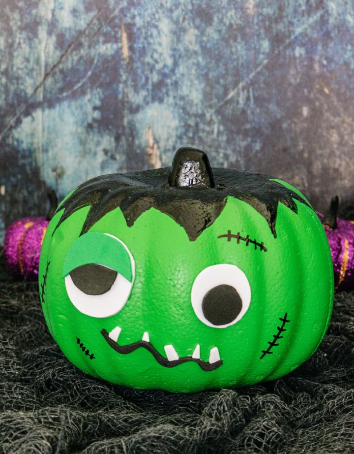 No Carve Scary Frankenstein Pumpkin
