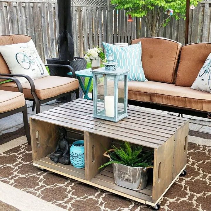 Outdoor Crate Coffee Table with Wheels