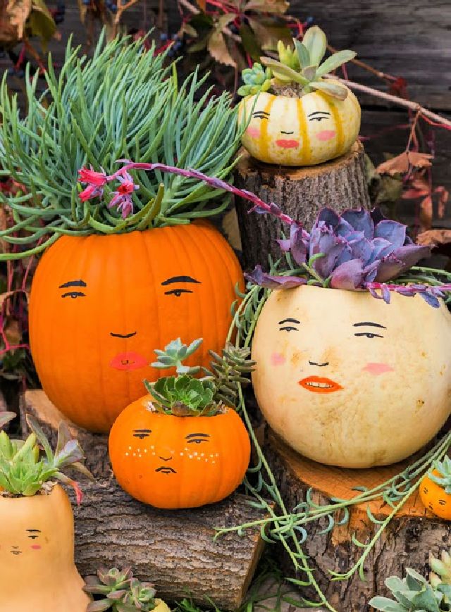 Paint Faces on Pumpkins for Halloween Decor