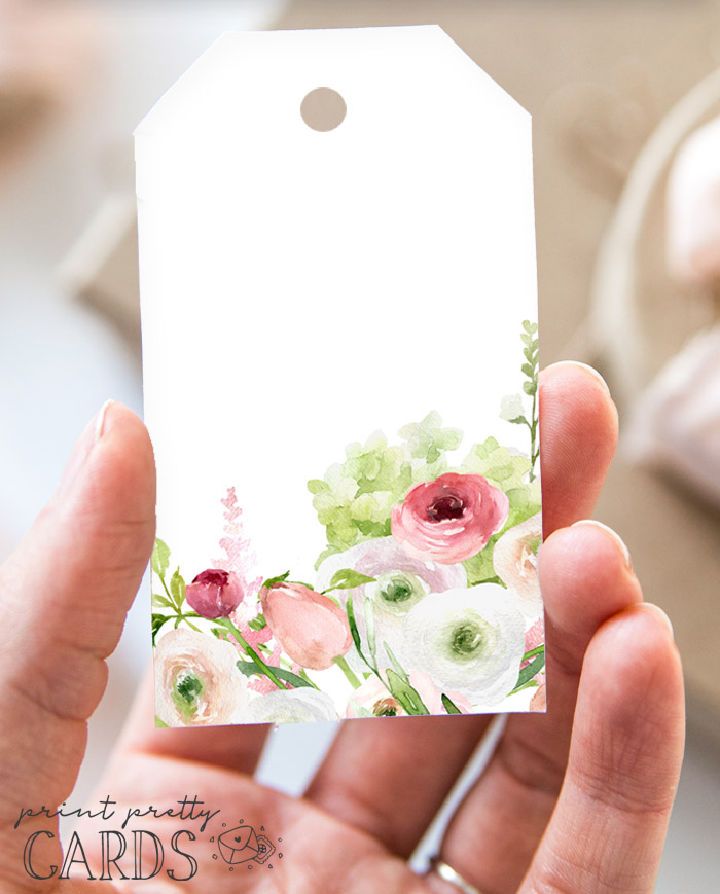 Printable Watercolor Floral Blank Tag