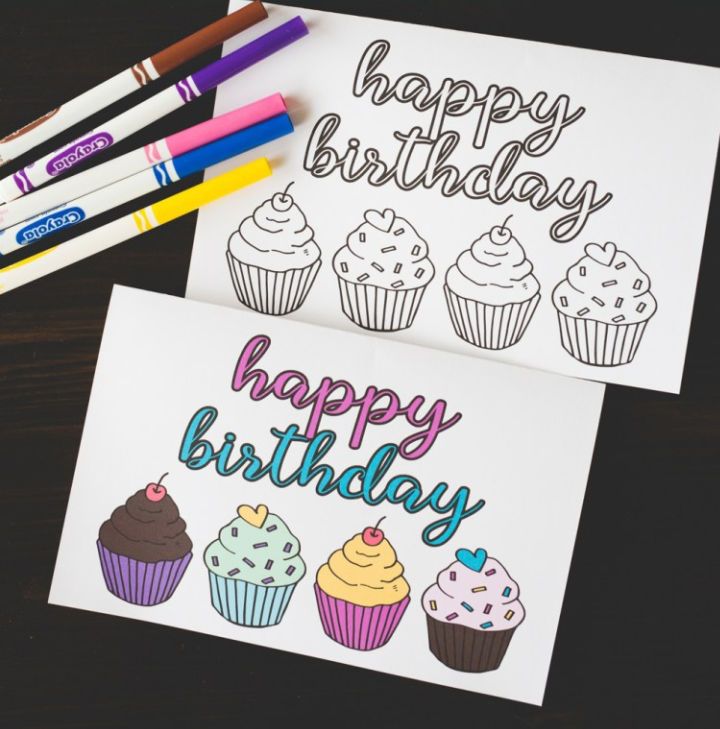Printable Coloring Birthday Cards for Adults