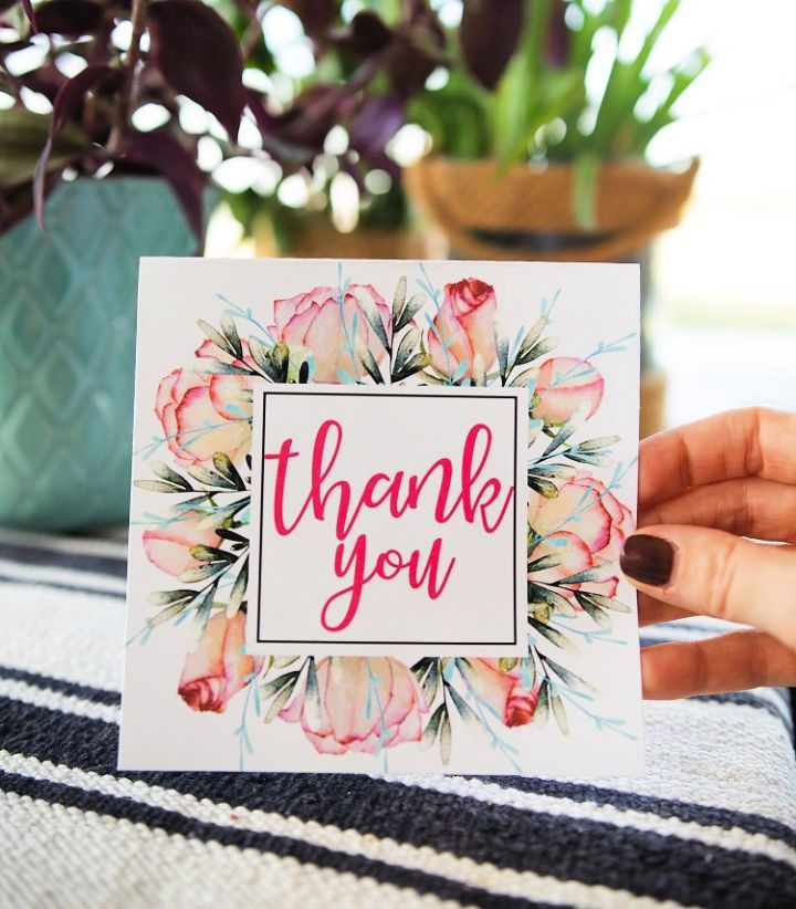 Printable Floral Thank You Card