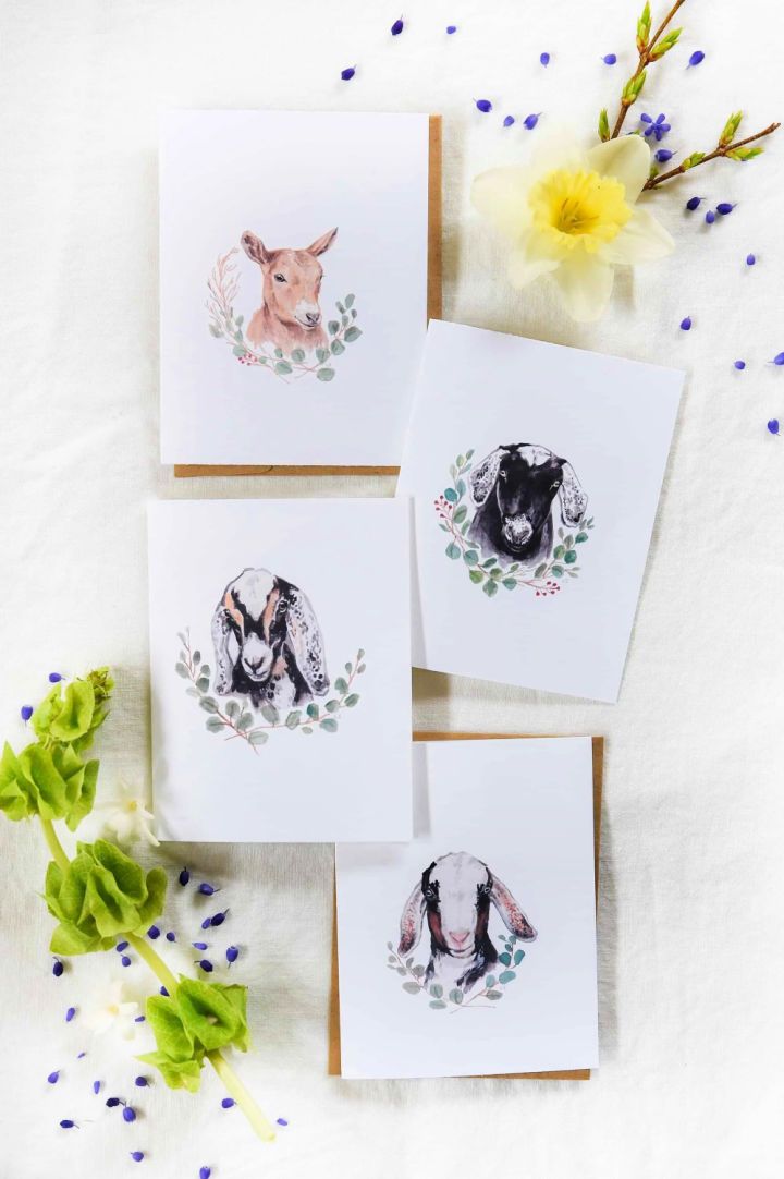 Printable Goat Photo Greeting Cards Template