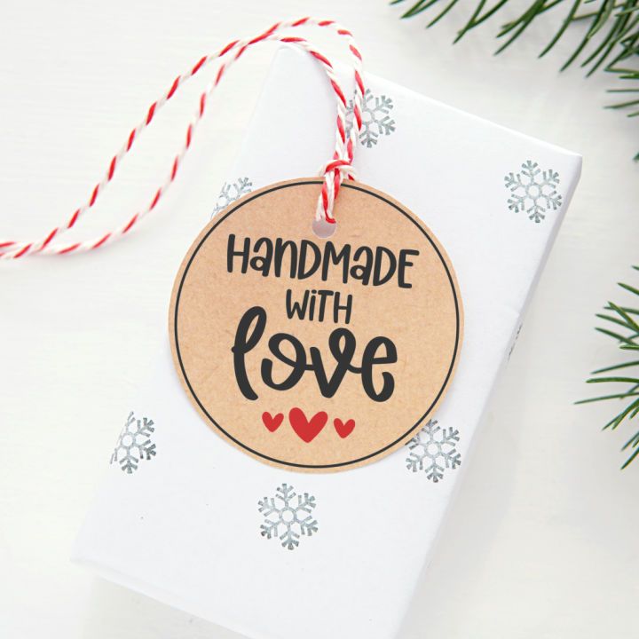 Handmade With Love Christmas Gift Tags (PDF Printable Set of 6