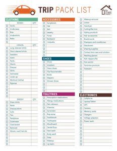 25 Free Travel Packing List Printable - Vacation Checklist