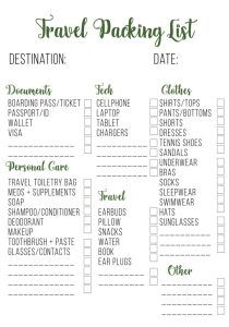 25 Free Travel Packing List Printable - Vacation Checklist