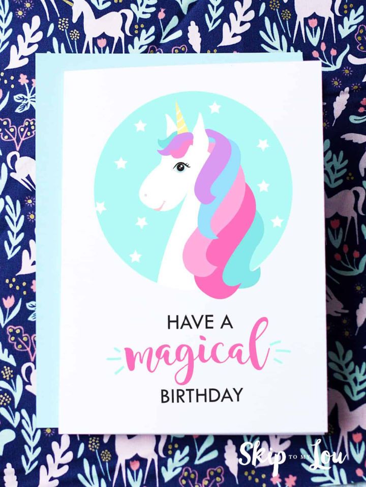 Printable Unicorn Birthday Card for Her
