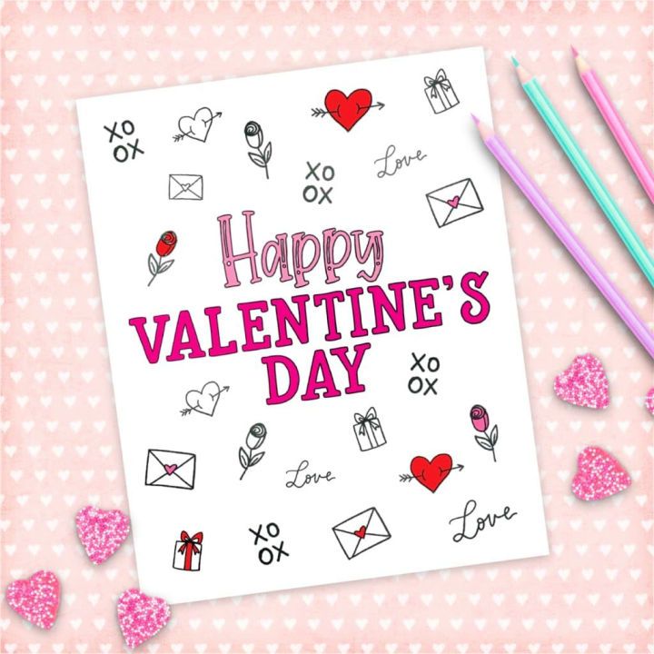 Printable Valentines Day Card to Color 