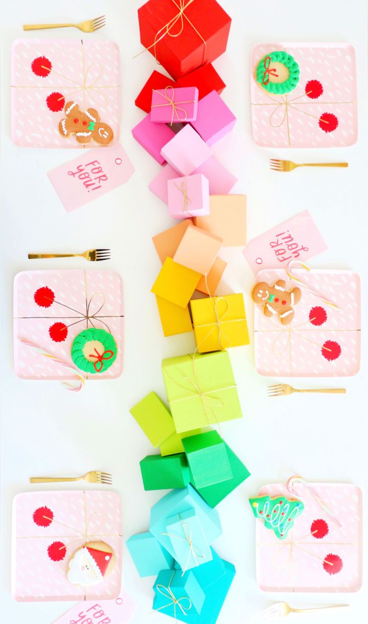 Rainbow Paper Mache Gift Box Table Runner
