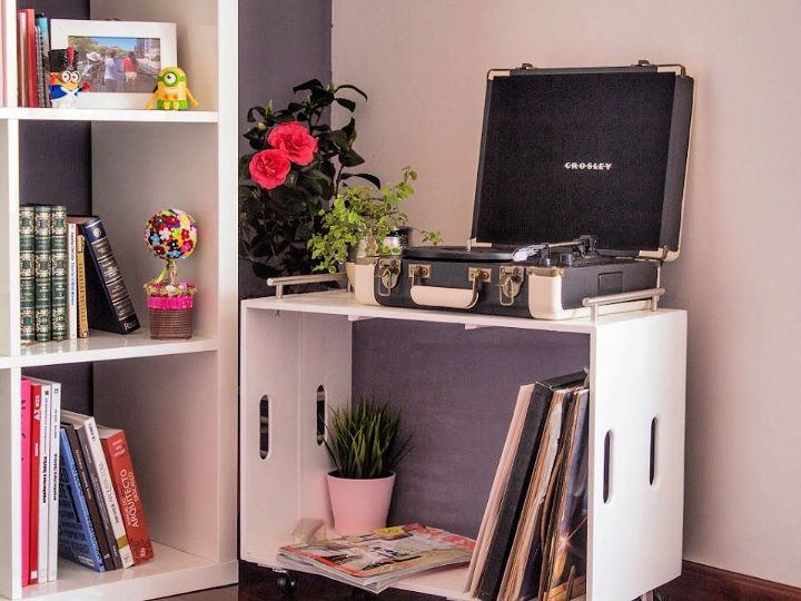 Record Player Stand Out of Wooden Crate