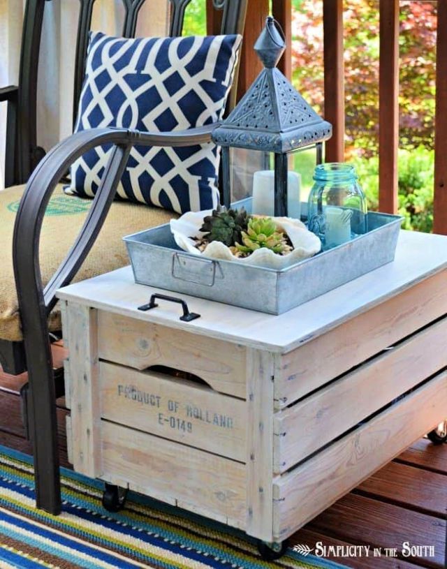 Repurposed Wooden Crate Rolling Table