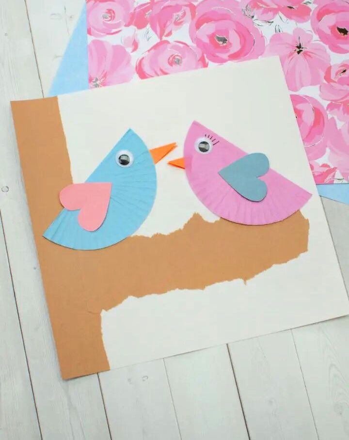 Simple Cupcake Liner Love Birds Craft