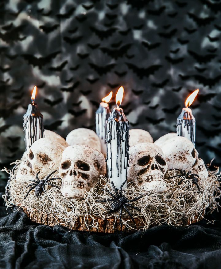Spooky Black and White Skull Centerpiece