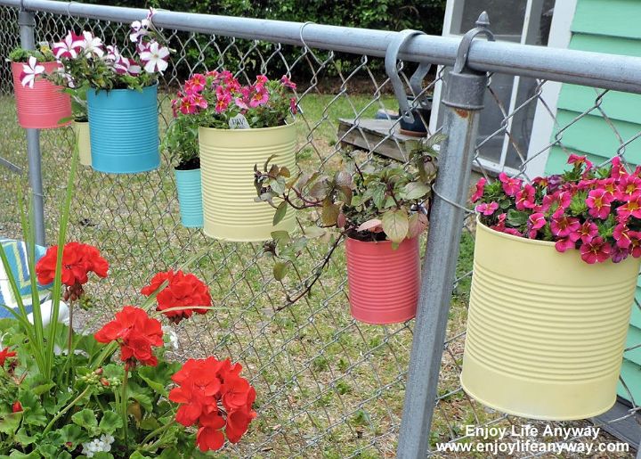 Tin Can Fence Planters