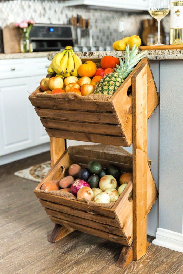 Two tier Wood Produce Stand