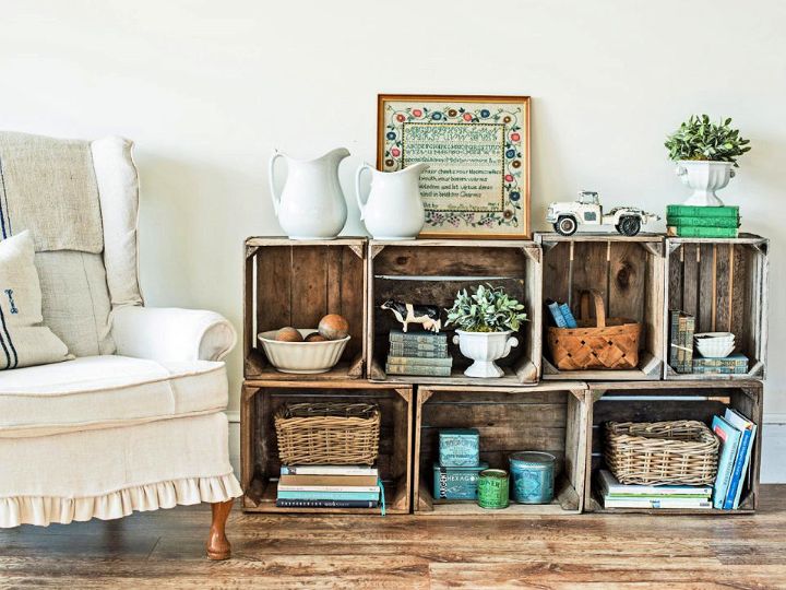 Upcycle Wood Crates to a Rustic Bookshelf